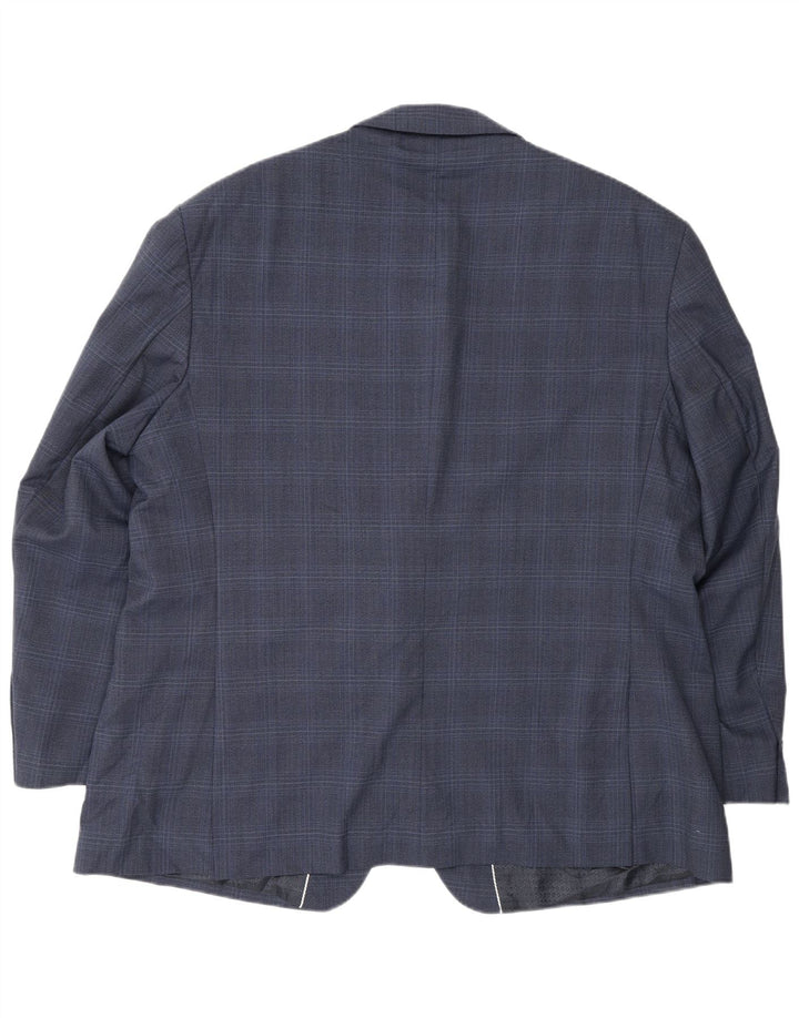 Jaqueta blazer masculina Pierre Cardin com 2 botões UK 50 5XL azul marinho xadrez