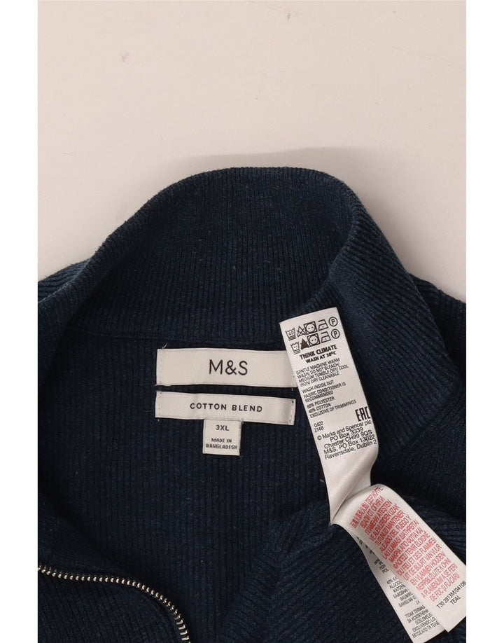 Suéter masculino Marks & Spencer com zíper e gola 3XL poliéster azul marinho