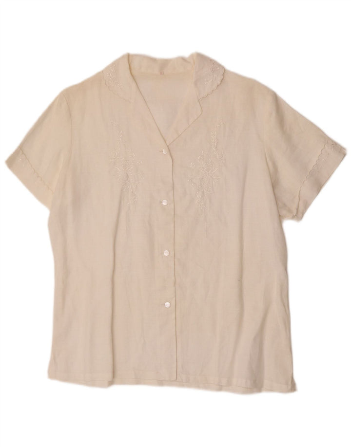 Blusa feminina vintage de manga curta UE 38 Médio Off White