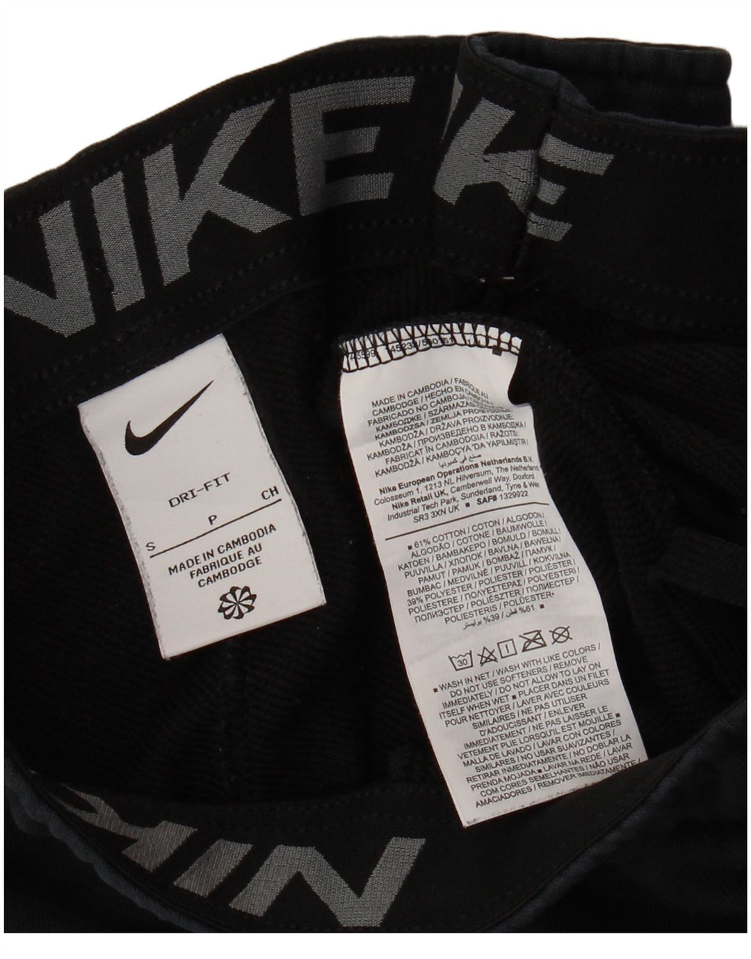 NIKE Mens Dri Fit Calças de treino Joggers Pequeno Algodão Preto