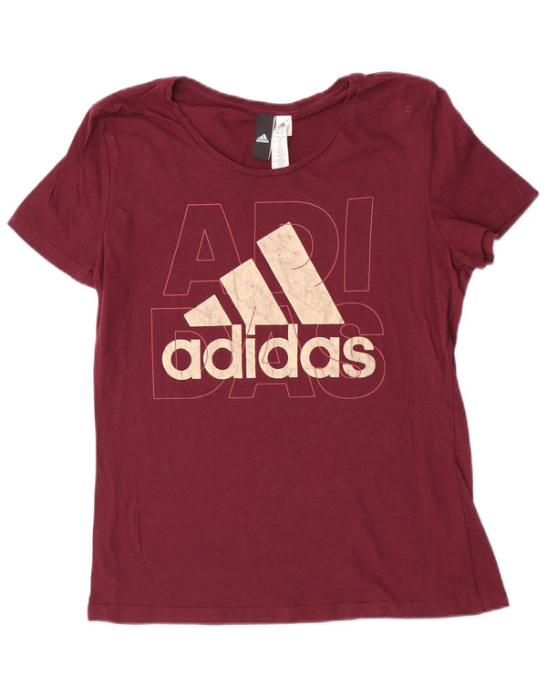 Adidas Camiseta Feminina Graphic Top UK 16/18 Grande Algodão Borgonha