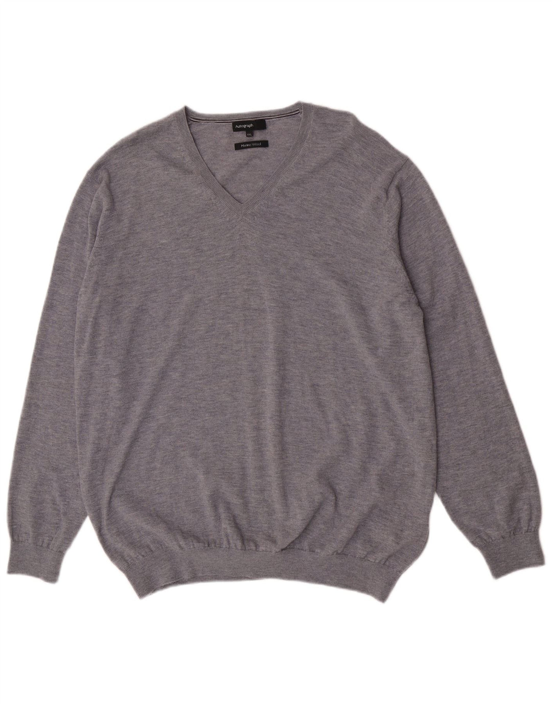 Suéter masculino Marks & Spencer Autograph com decote em V 2XL lã cinza