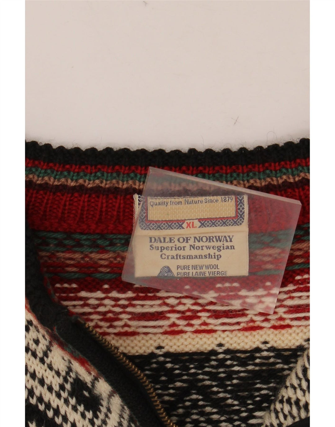 Suéter masculino DALE OF NORWAY com zíper e gola XL Off White Fair Isle