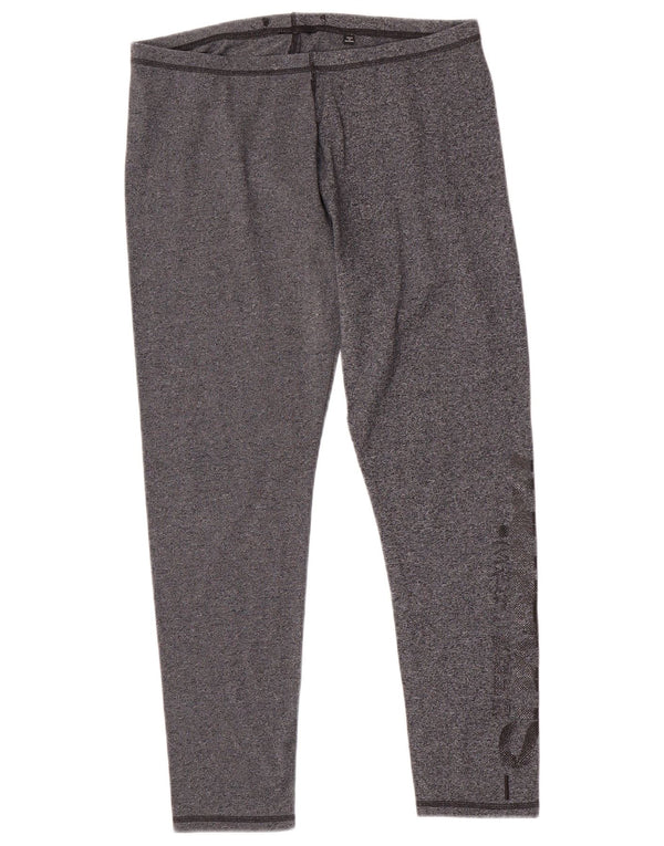 Leggings gráficas femininas Superdry UK 14 algodão manchado cinza grande