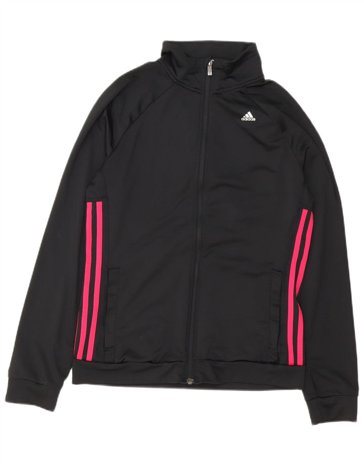 Adidas Womens Climalite Oversized Tracksuit Top Jacket UK 8/10 Pequeno Preto