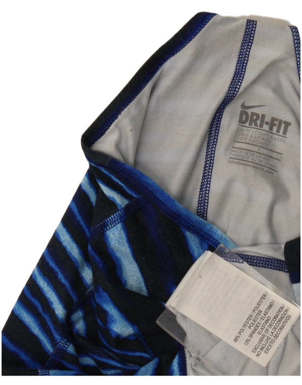Colete feminino Nike Dri Fit Slim Fit UK 8 pequeno poliéster listrado azul
