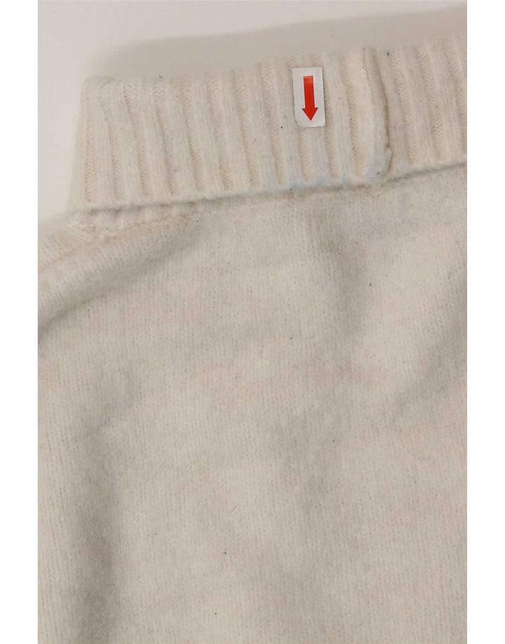 Zara Suéter feminino oversized com gola redonda Reino Unido 10 pequeno acrílico branco