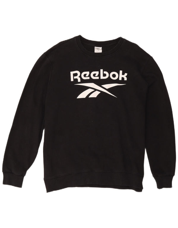 Reebok Mens Graphic Moletom Jumper XL Algodão Preto