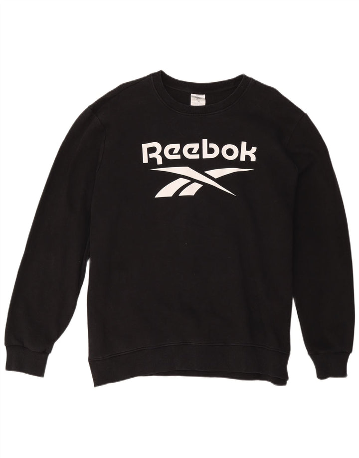 Reebok Mens Graphic Moletom Jumper XL Algodão Preto