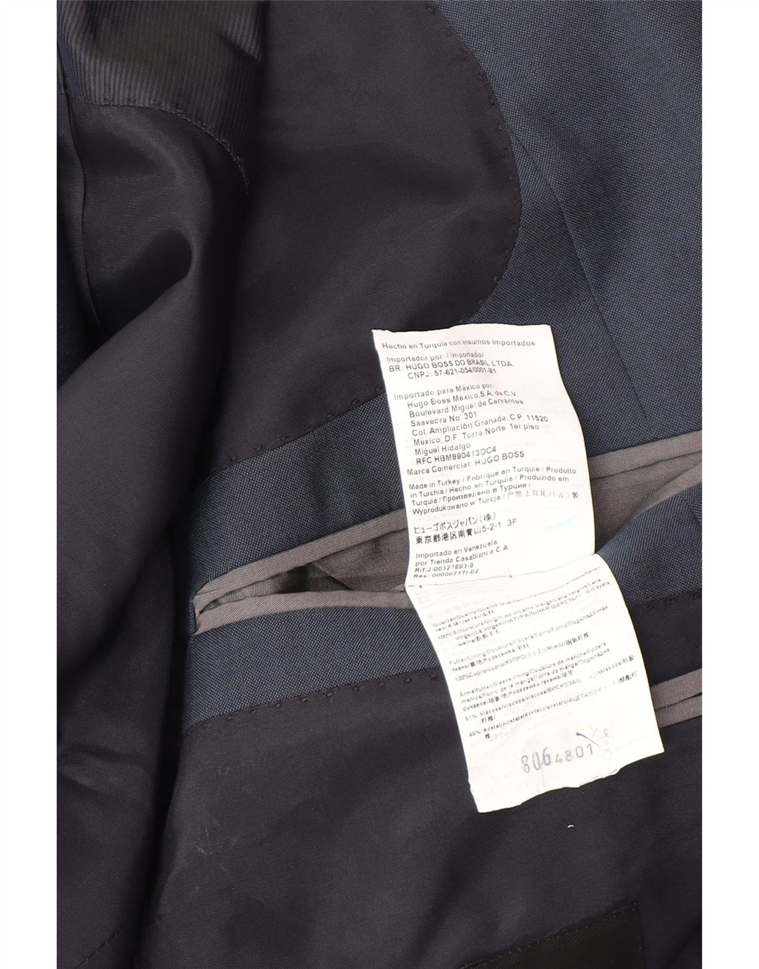 Jaqueta Blazer Masculina Hugo Boss com 2 Botões IT 48 Lã Azul Marinho Médio
