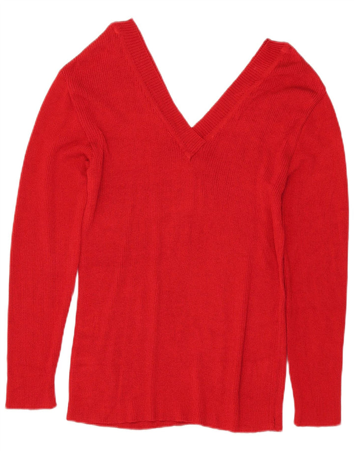 Suéter feminino Vogue com decote em V Reino Unido 14 grande viscose vermelha