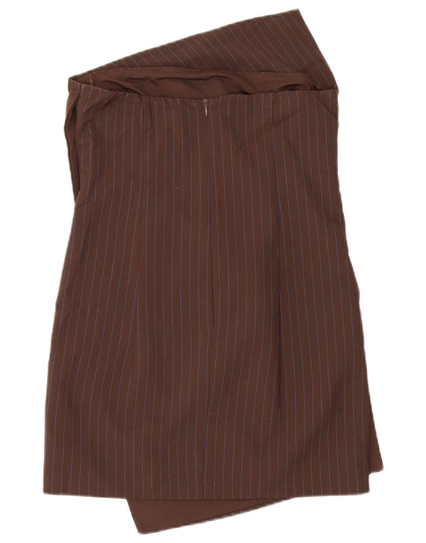 Vestido sem alças feminino Zara Reino Unido 12 poliéster listrado marrom médio