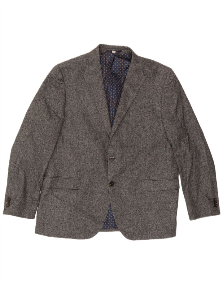 Jaqueta blazer masculina de 2 botões Marks & Spencer Reino Unido 44 2XL lã cinza