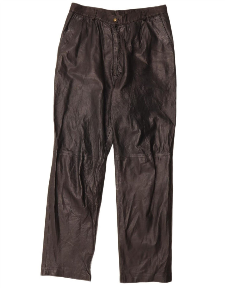 Calça feminina vintage de couro reto W29 L30 preta