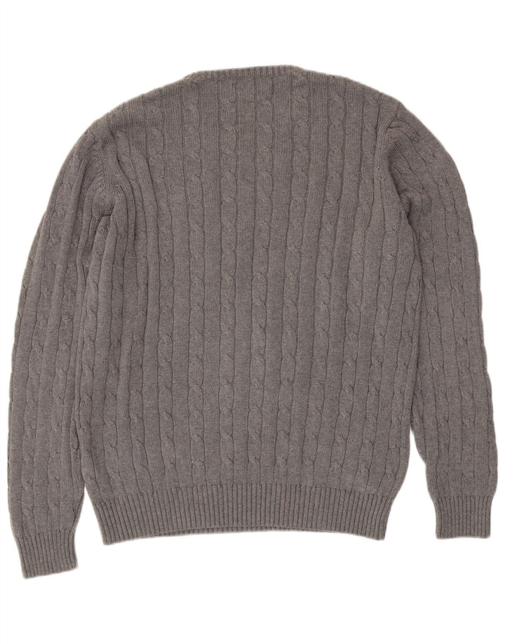 Suéter masculino Marks & Spencer Blue Harbor com gola redonda grande cinza