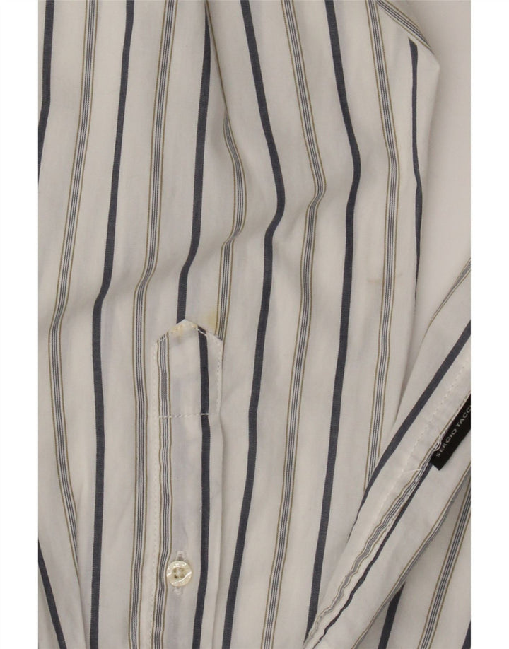 Camisa masculina Sergio Tacchini grande algodão listrado branco