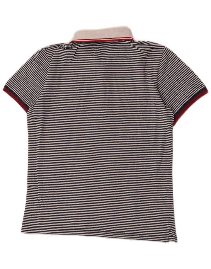 Camisa polo masculina Fred Perry pequena listrada azul marinho de algodão