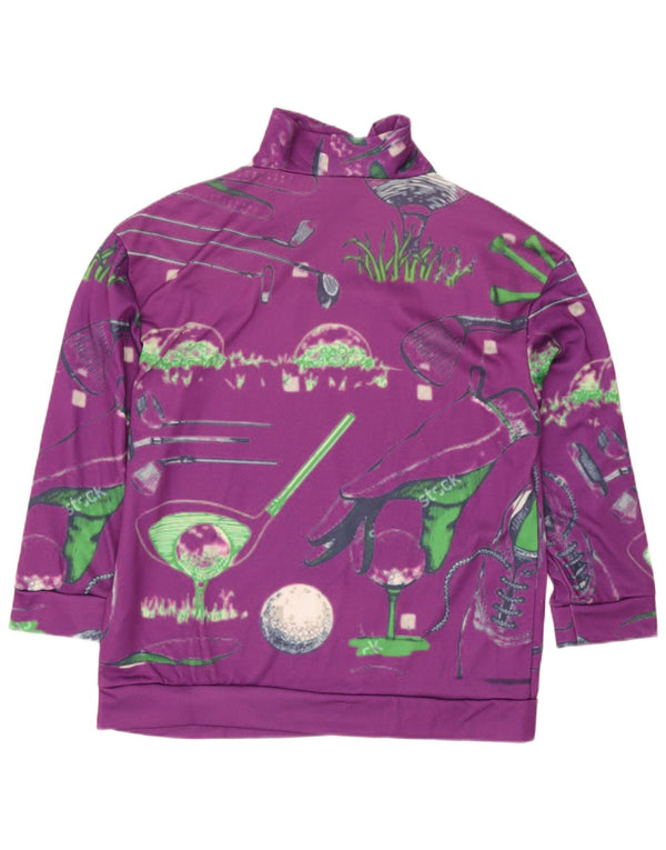 Moletom feminino vintage com zíper e gola em jumper UK 20 2XL roxo