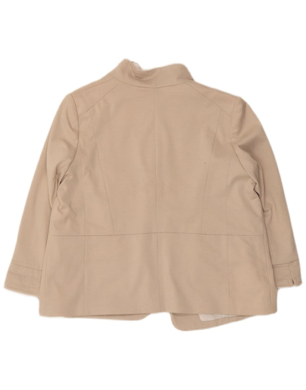 Jaqueta blazer aberta de manga 3/4 feminina Wallis Reino Unido 18 XL bege poliéster