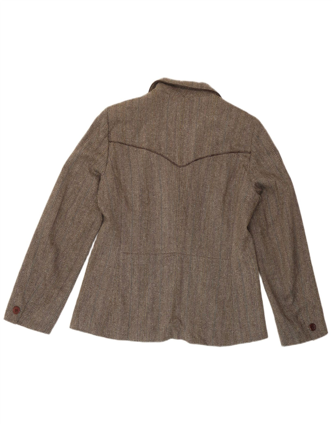 Jaqueta blazer feminina Marella com 3 botões Reino Unido 16 grande marrom espinha de peixe viscose