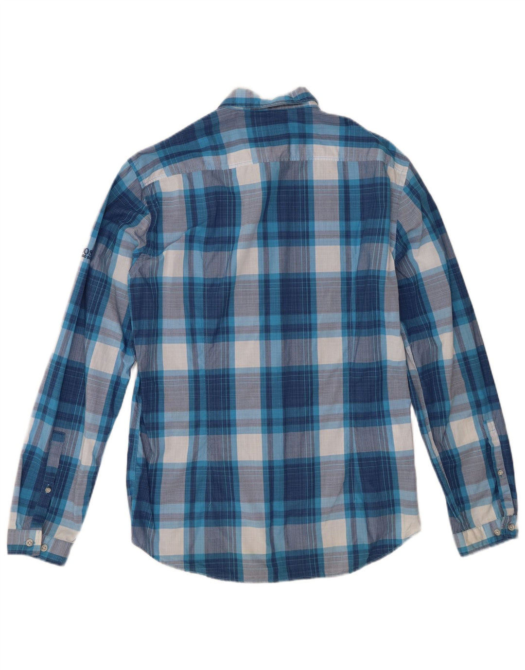 Camisa masculina Slim Fit Hugo Boss grande algodão xadrez azul
