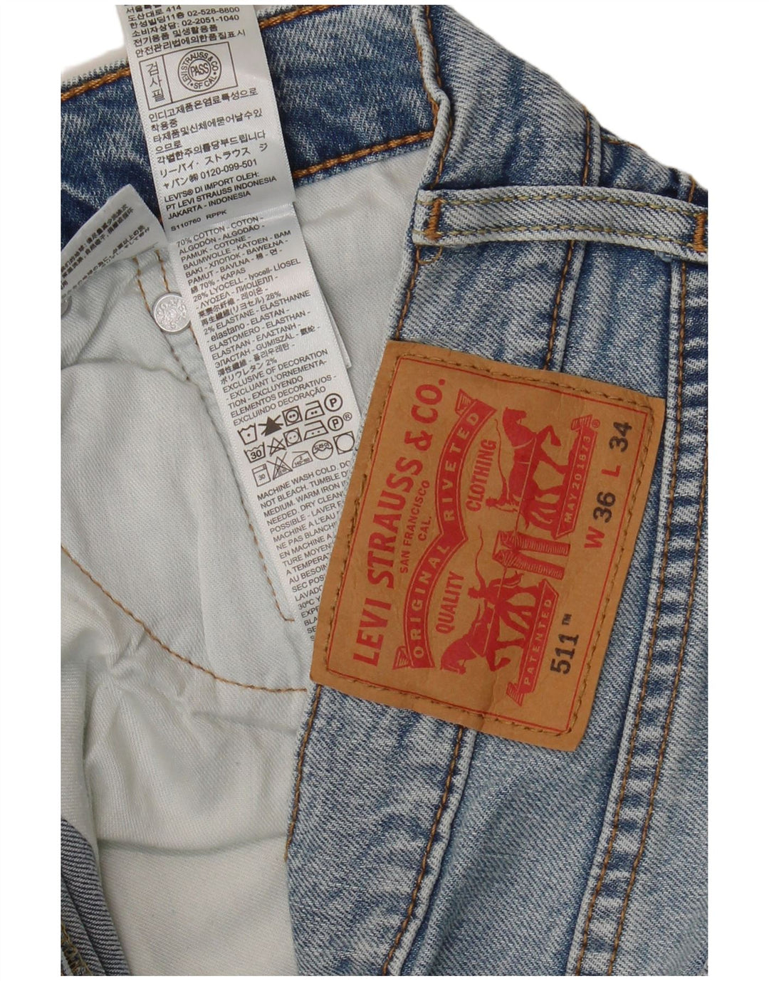 Calça Jeans Levis 511 Slim Masculina W36 L34 Azul Algodão