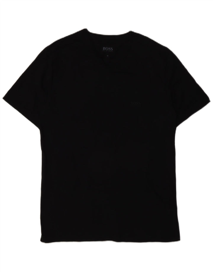 Camiseta masculina Hugo Boss Top médio algodão preto