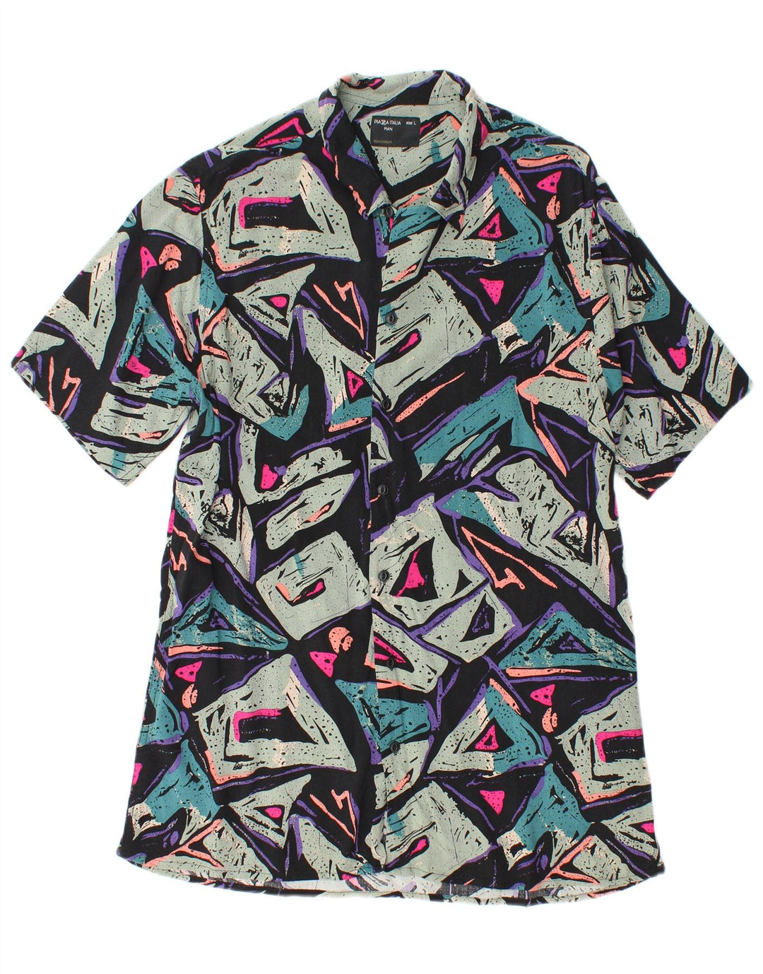 Camisa masculina PIAZZA ITALIA moda praia grande geométrica multicolorida
