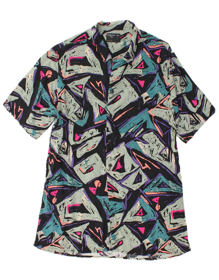 Camisa masculina PIAZZA ITALIA moda praia grande geométrica multicolorida