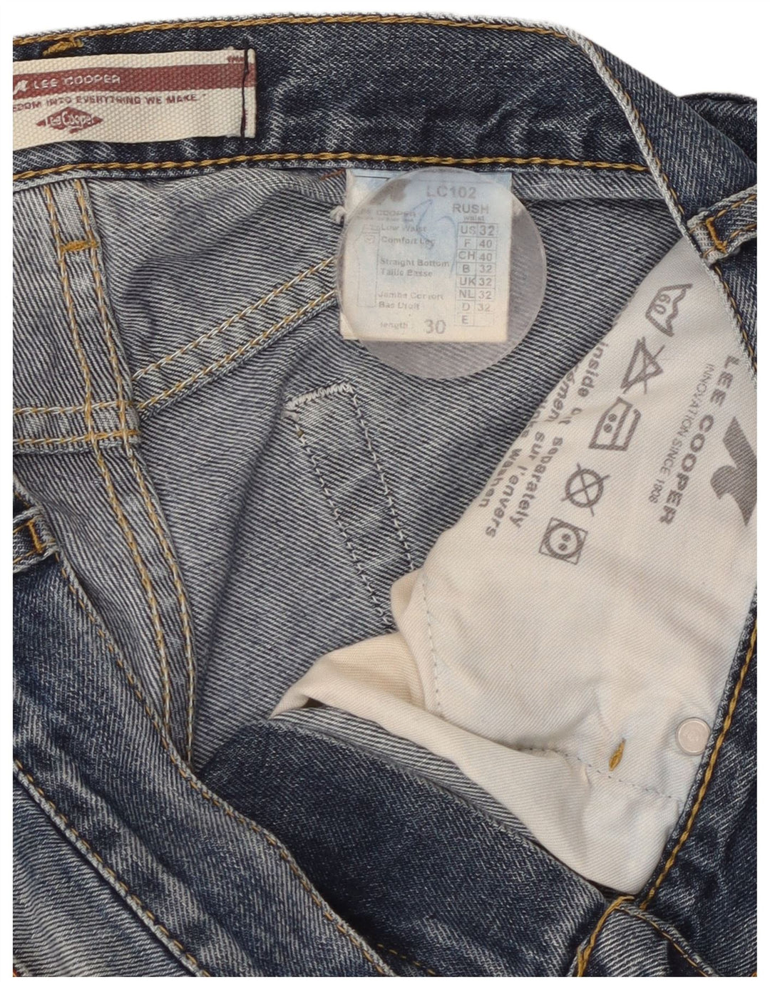 Lee Mens Straight Jeans W32 L30 Azul Algodão