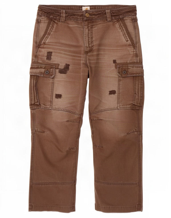 Carhartt Mens Crop Straight Cargo Calças W36 L26 Marrom