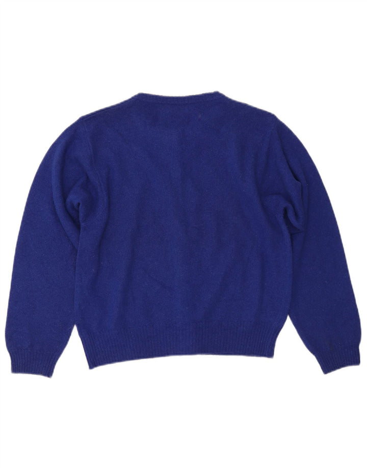 Suéter cardigã feminino BENETTON UK 14 grande lã azul