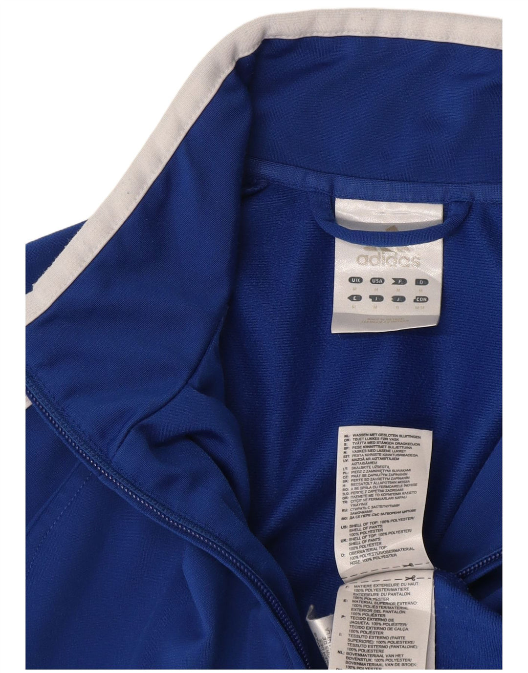 Adidas Mens Tracksuit Top Jacket Médio Azul Colorblock Poliéster