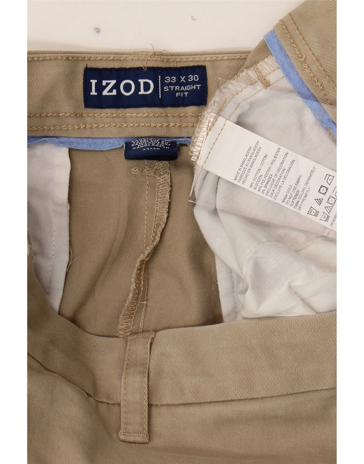 IZOD Mens Straight Chino Trousers W33 L30 Beige Cotton Vintage Izod and Second-Hand Izod from Messina Hembry 