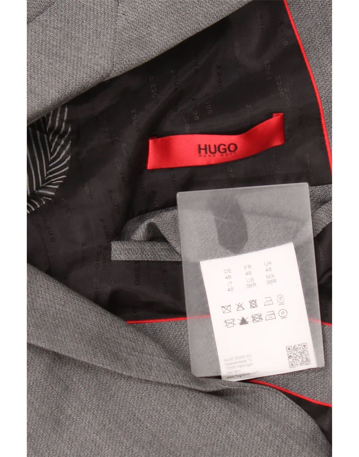 Jaqueta Blazer Masculina Hugo Boss com 2 Botões EU 48 Lã Virgem Cinza Médio