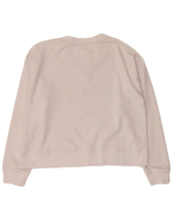 Moletom feminino Dkny Crop Graphic Jumper UK 14 médio algodão branco