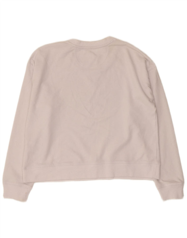Moletom feminino Dkny Crop Graphic Jumper UK 14 médio algodão branco