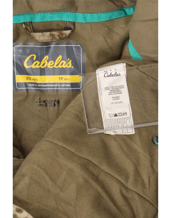 Jaqueta corta-vento feminina grande da CABELA'S Reino Unido 6 XS camuflagem cáqui