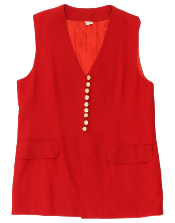 Colete feminino vintage UK 14 lã vermelha média
