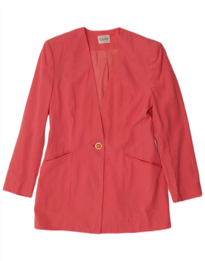 Jaqueta blazer feminina de 1 botão BENETTON IT 42 poliéster rosa médio