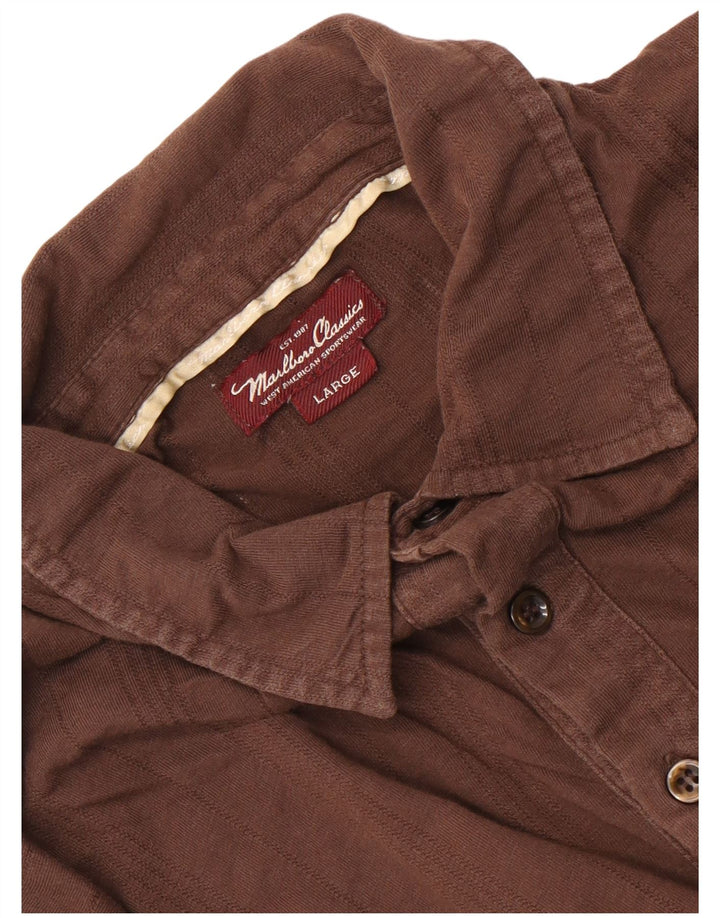 Camisa polo masculina Marlboro Classics grande listrada marrom