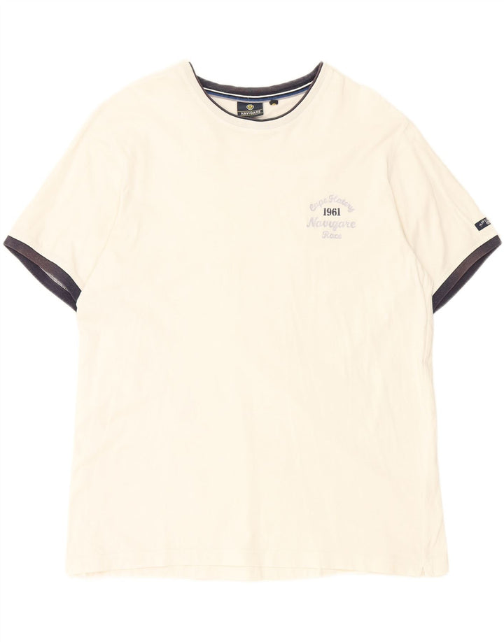 NAVIGARE Mens T-Shirt Top 2XL Off White Vintage Navigare and Second-Hand Navigare from Messina Hembry 