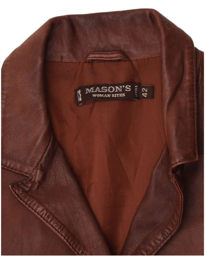 Jaqueta blazer feminina de couro com 3 botões da Mason IT 42 marrom médio