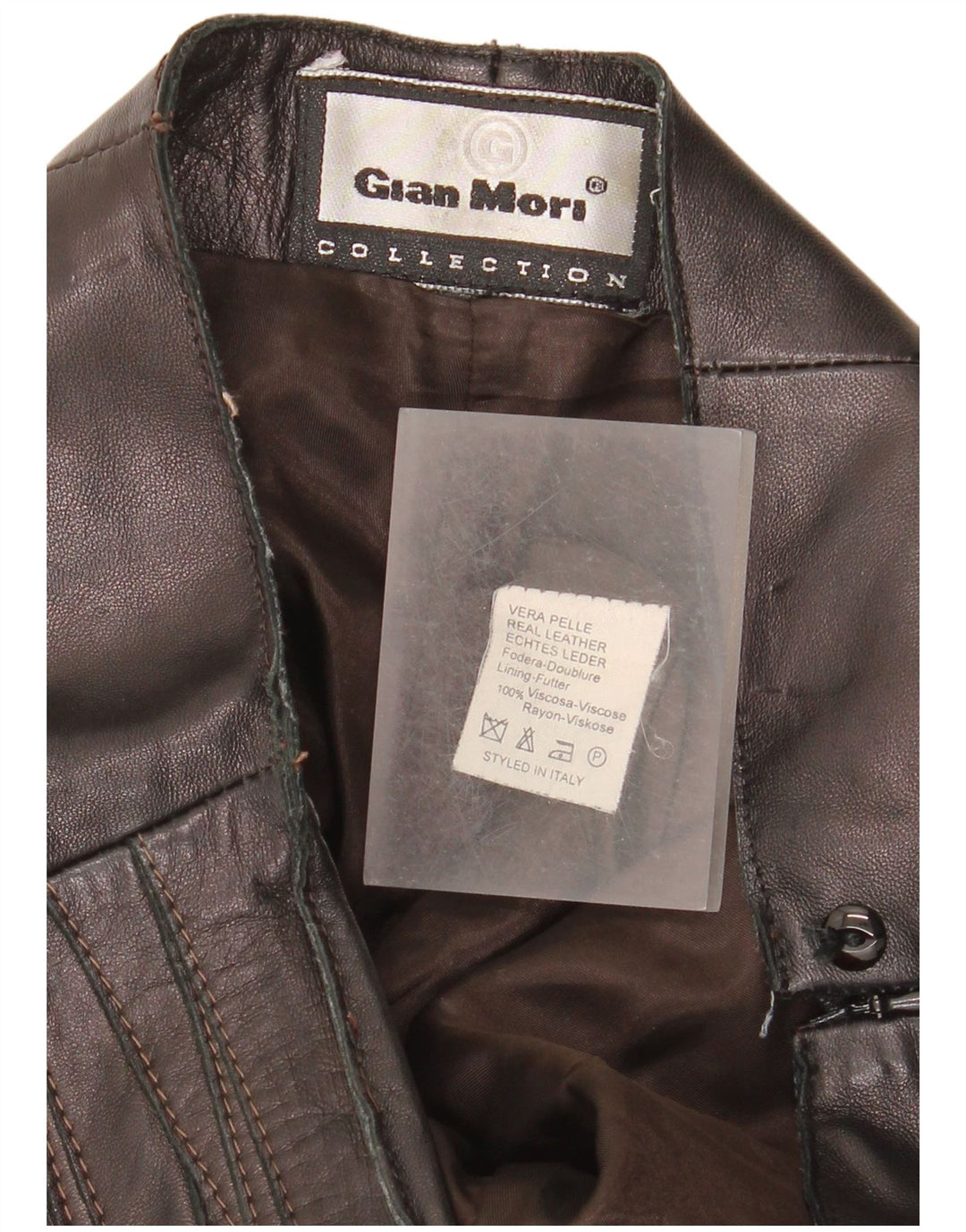 Calça feminina de couro reto Gian Mori W30 L30 couro marrom