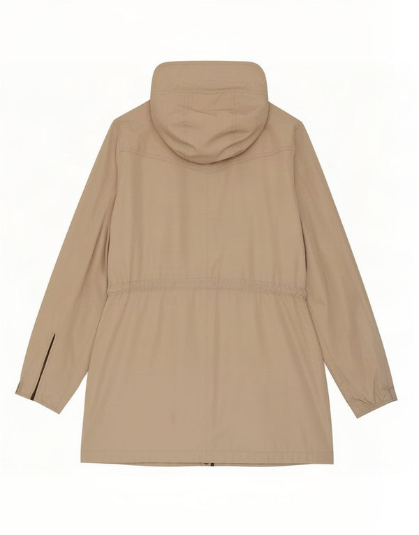 Zara Womens Hooded Utility Jacket UK 16 Grande Poliéster Bege