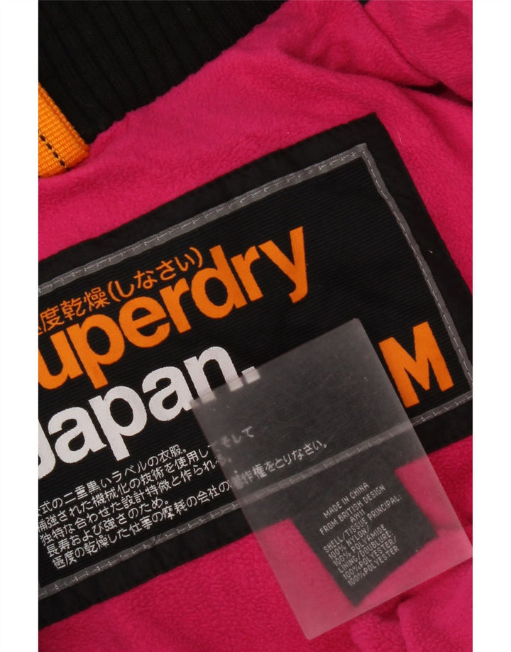 Jaqueta corta-vento feminina Superdry com capuz UK 14 médio preto nylon