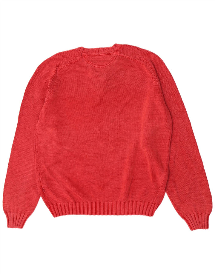 Suéter masculino com gola redonda e algodão vermelho grande