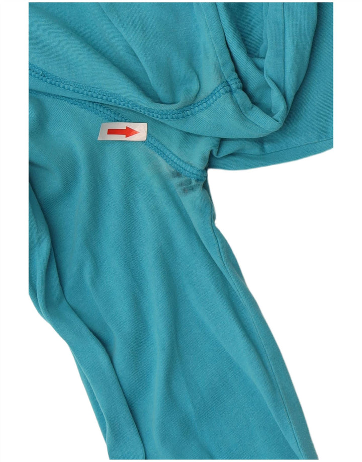 Top feminino Hollister de manga comprida UK 10 algodão azul pequeno