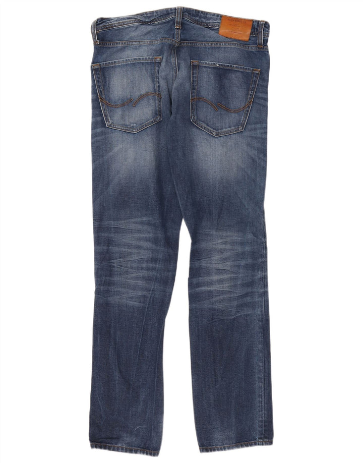 Jack & Jones Masculino Mike Straight Jeans W34 L34 Azul Algodão