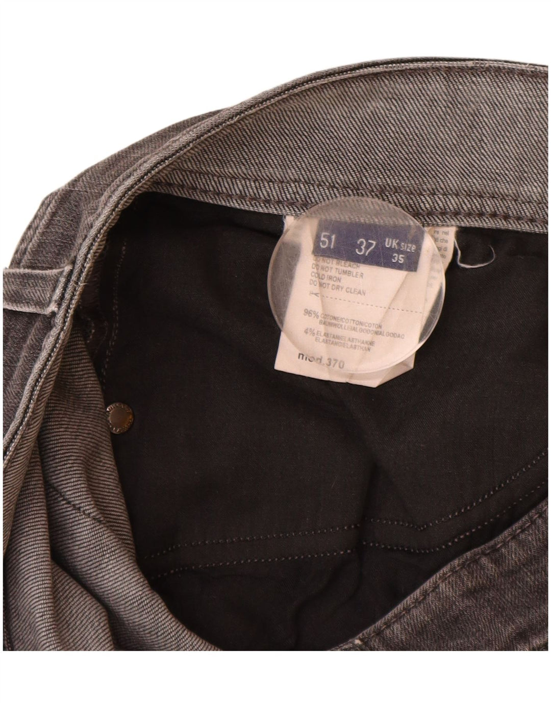 Trussardi Mens Slim Jeans W35 L32 Cinza Algodão
